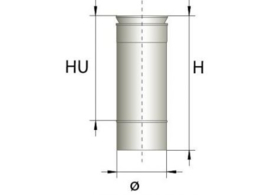 Enkelwandig rookkanaal RVS, diameter Ø150, 250mm pijp