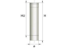 Enkelwandig rookkanaal RVS, diameter Ø150, 1000mm pijp