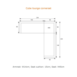 Cube lounge set 3-dlg carbon black / reflex black / teak look