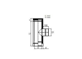 Dubbelwandig rookkanaal RVS, T-stuk 90°, Ø150/200 enkelwandig zijuitgang Ø100