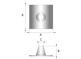 Rookkanaal RVS, 0°-5° dakdoorvoerdakplaat plat, diameter Ø150