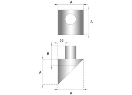 Rookkanaal RVS, Stoelconstructie 35cm lang, diameter Ø150-200