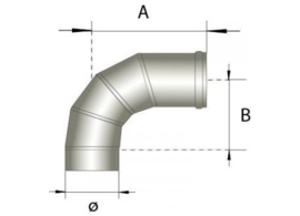 Enkelwandig rookkanaal RVS, bocht verstelbaar 0-90° graden, diameter Ø150