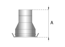 Dubbelwandig rookkanaal RVS, verloopstuk dubbelwandig – enkelwandig, diameter Ø150-Ø200
