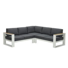 Cube lounge set 3-dlg mat wit / reflex black / teak look