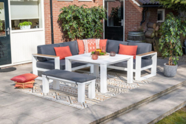 Cube lounge set 3-dlg mat wit / reflex black / teak look
