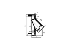 Dubbelwandig rookkanaal RVS, T-stuk 135° graden, diameter Ø150-200