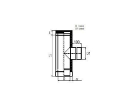 Dubbelwandig rookkanaal RVS, T-stuk 90°, Ø150/200 enkelwandig zijuitgang Ø130