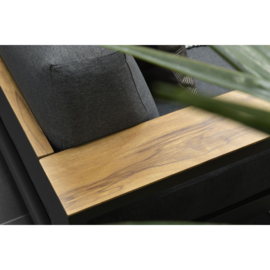 Cube lounge fauteuil carbon black / reflex black / teak look