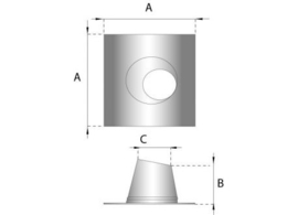 Rookkanaal RVS, 5°-20° dakdoorvoer/dakplaat hellend, diameter Ø150