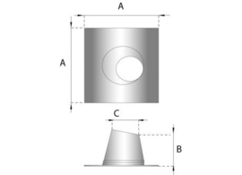 Dubbelwandig rookkanaal RVS, 5°-20° dakdoorvoer/dakplaat hellend, diameter Ø150-200
