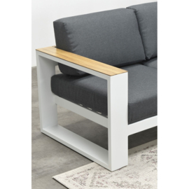 Cube 3-zits bank L230 mat wit / reflex black / teak look