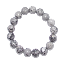 Armband Jaspis Grijs - kralen 12 mm