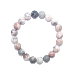 Armband Zebra Jaspis roze- kralen 10 mm