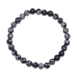 Armband Sneeuwvlok Obsidiaan - kralen 6 mm