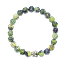Armband Serpentijn - Olivijn - Buddha - kralen 8 mm 