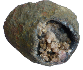 Geode met  Kwarts  en Goethiet verkocht