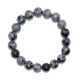 Armband Sneeuwvlok Obsidiaan - kralen 10 mm