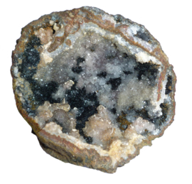 Geode met  Kwarts  en Goethiet verkocht