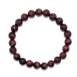 Armband Tijgeroog rood - kralen 8 mm