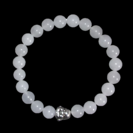 Armband witte Jade buddha - kralen 8 mm