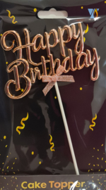 Cake Topper Happy Birthday Golden Roze