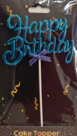 Cake Topper Happy Birthday Blauw