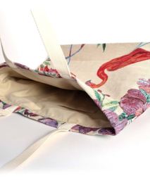 Canvas strandtas / shopper flamingo's multicolor