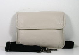 Leren crossbody schoudertasje no-nonsense creme