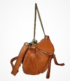 Schoudertasje crossbody met stoere ketting tan