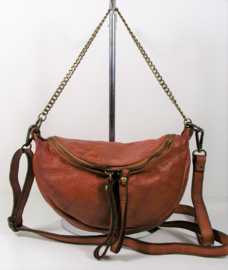 Vintage leren schoudertasje / crossbody met decoratieve ketting | 5 kleuren