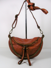 Vintage leren schoudertasje / crossbody met decoratieve ketting | 5 kleuren