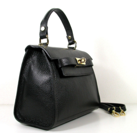 IT BAG Leren schoudertasje flap en draaisluiting tan
