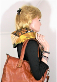 Vintage leren shopper tas met  stoere studs tan