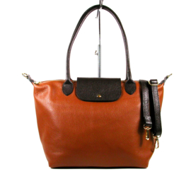 IT Bag ruime leren shopper met flap tan / choco