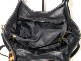 IT Bag leren handtas / schoudertas vachtje leopard