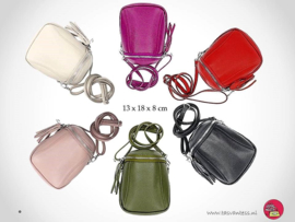 Leren crossbody telefoontasje met 2 ritsvakken | 9 kleuren