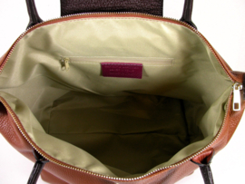 IT Bag ruime leren shopper met flap tan / choco