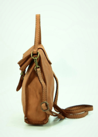 Vintage leren telefoontasje / crossbody trendy tan