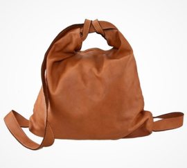 2-in-1! Ruime vintage leren schoudertas / rugtas zwart