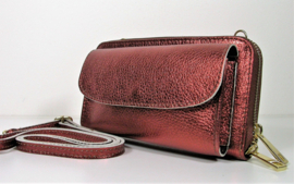 3 in 1 leren portemonnee / crossbody- / telefoontasje | koper metallic