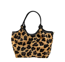 IT Bag leren handtas / schoudertas vachtje leopard