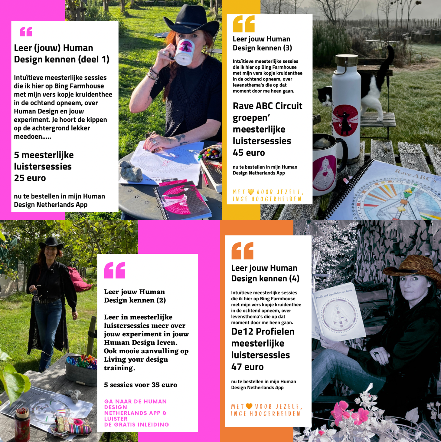 NIEUW! Totaal 28! aparte luistersessies in 4 Masterclasses in jouw Human Design kaart (28 delen, urenlang luisterplezier in de app)
