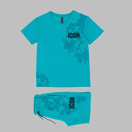 Twee delige set - Icon flowers turqoise