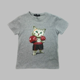 T-shirt -  Fighting Cat grey