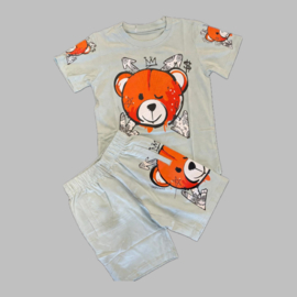 Twee delige set - Bear grey orange