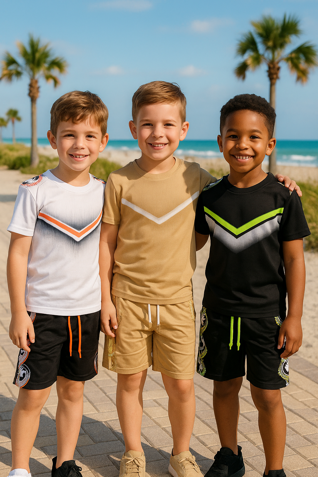 Twee delige set - Sports green stripe