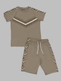 Twee delige set - Sports kaki stripe