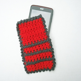 Telefoonhoesje rood en antraciet