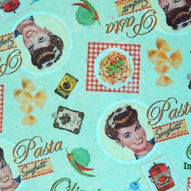 Bijzettafeltje met vintage pasta-print